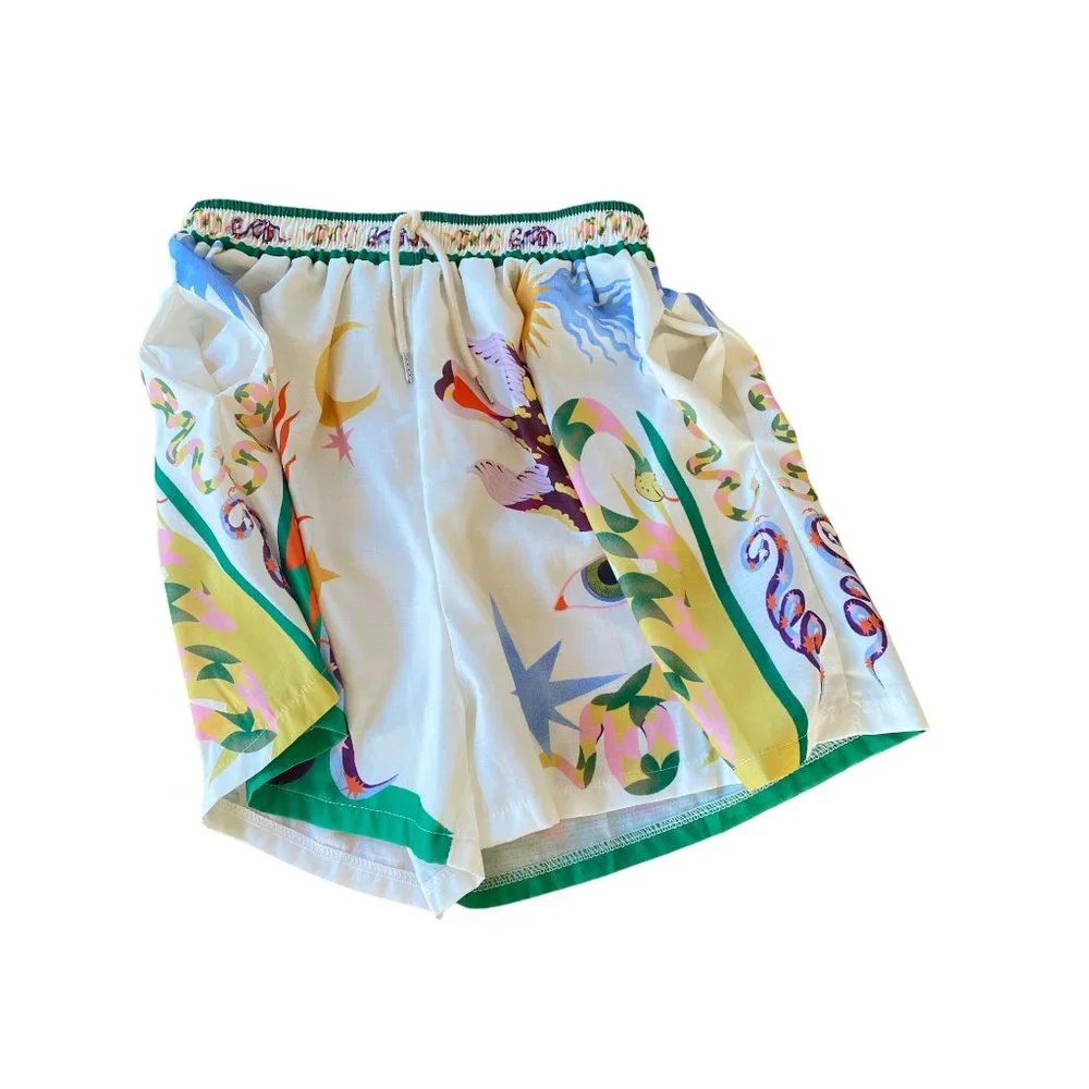 Women's XL Whimiscal Shorts Elastic High Waist Pockets Drawstring Multicolor - Picture 7 of 13